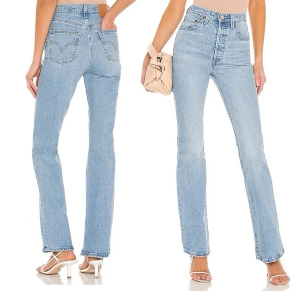 Levi's Premium Women’s Ribcage Boot Cut Jeans Tango Lighten Up Denim Sz 24 - Picture 14 of 14